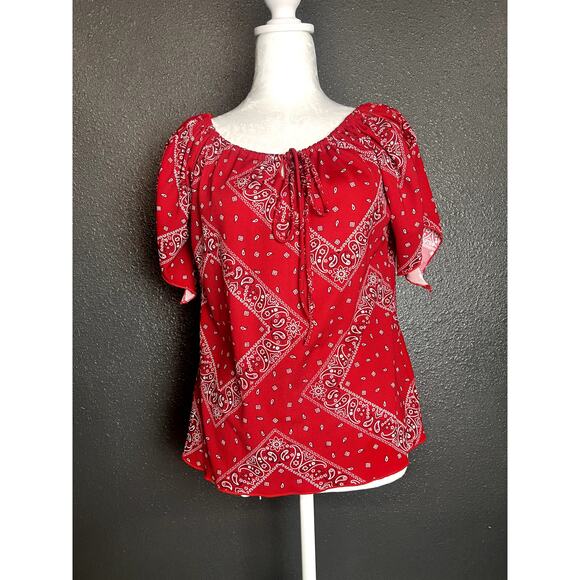 Fashion Art U.S.A. Bandana Blouse, Rodeo, Carnival Cowgirl Theme, Red Color, 2XL - Picture 3 of 12